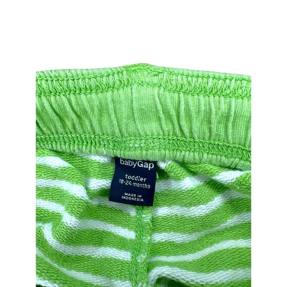 GAP KIDS White Green Striped Flat Front Shorts Girls Size 18-24 months - Picture 3 of 3